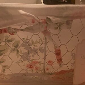 Rachel Ashwell Floral Wire Basket with Ribbon.Wildflower print . Rare!